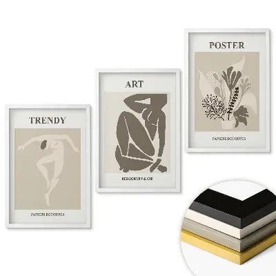 Triptych v rámu Moderní grafika v tlumených barvách