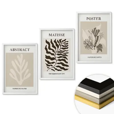 Triptych v rámu Moderní grafika v tlumených barvách