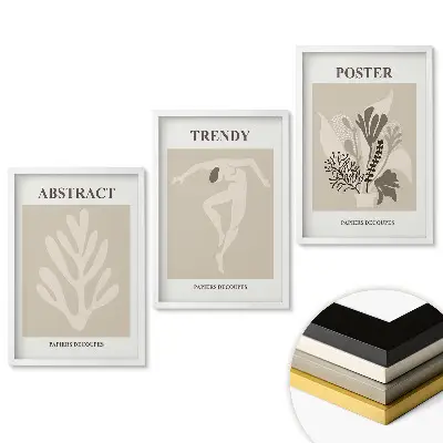 Triptych v rámu Moderní grafika v tlumených barvách