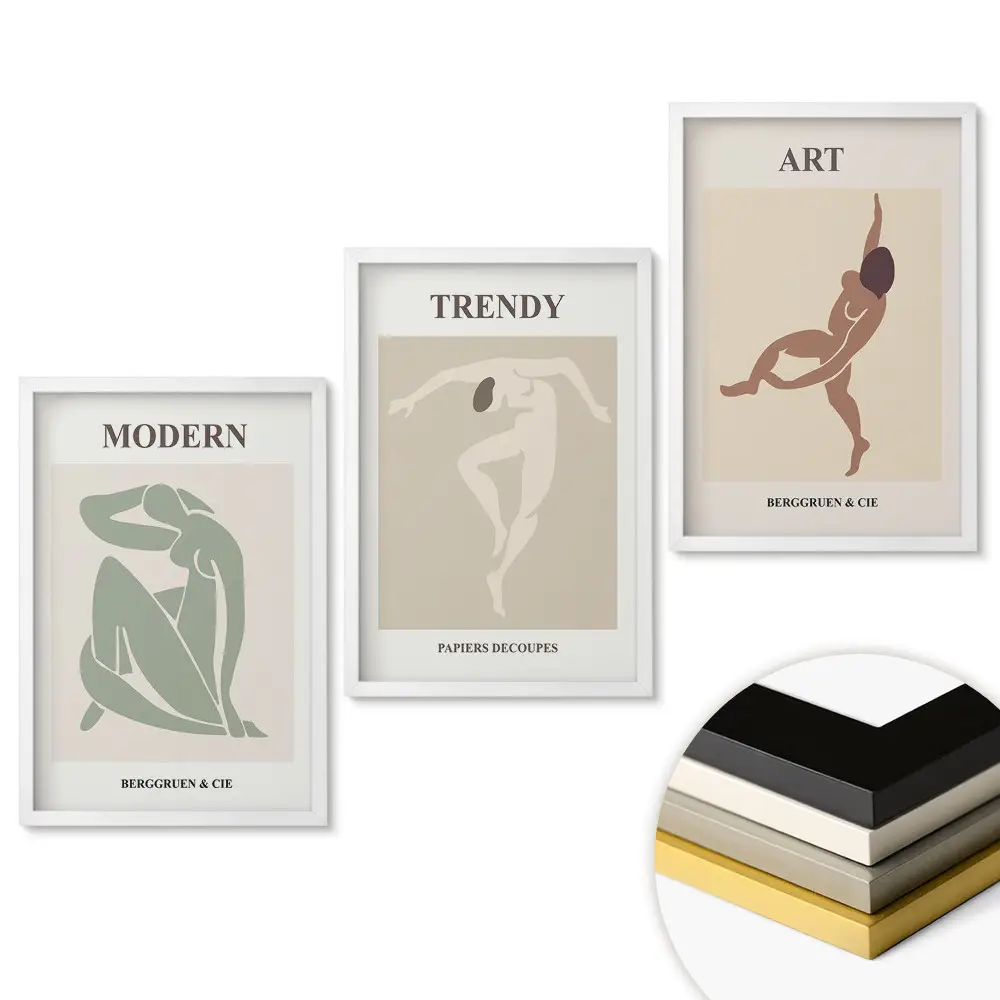 Triptych v rámu stylová grafika v moderním provedení