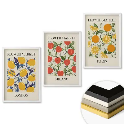 Triptych v rámu Květinové trhy ve třech městech