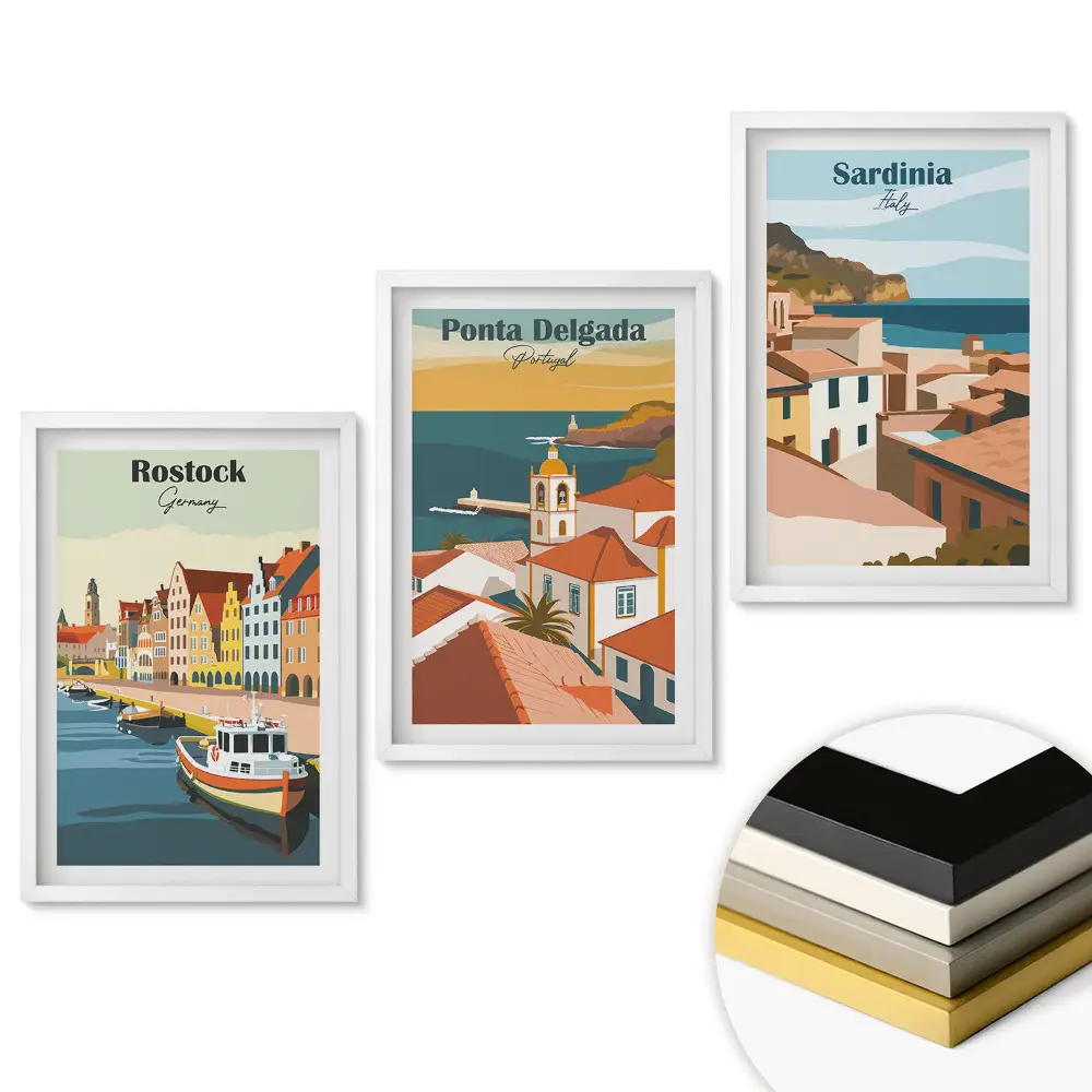 Set obrazů do obýváku Cestování malebnými evropskými městy