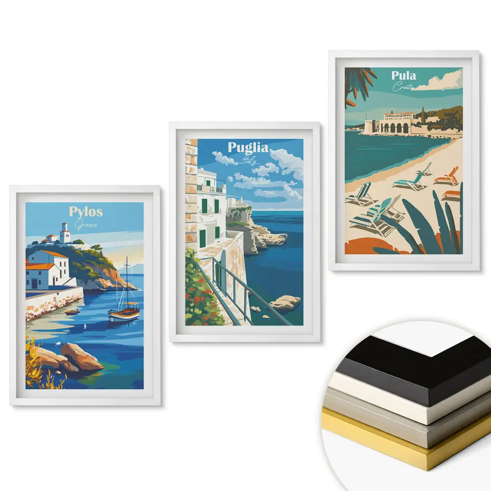 Triptych v rámu Malebná místa v jižní Evropě