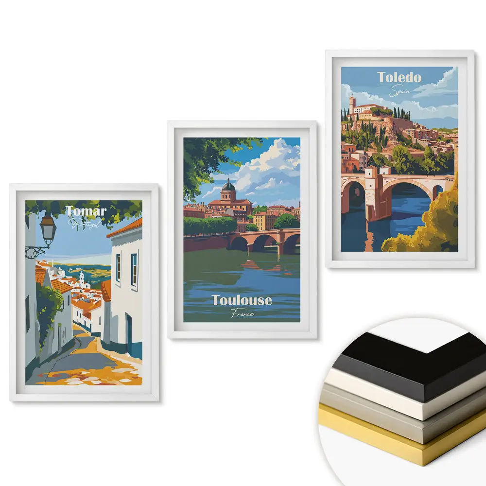 Triptych v rámu Okouzlující evropská města v ilustracích