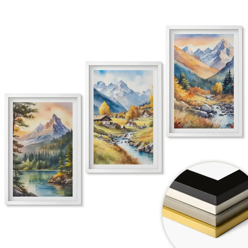 Set obrazů do obývacího pokoje Malebná horská krajina