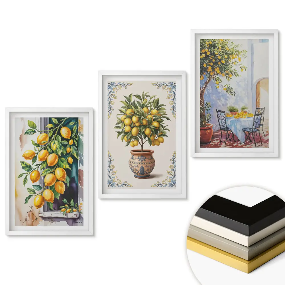 Triptych v rámu Citrusová inspirace v dekorativním umění