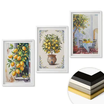 Triptych v rámu Citrusová inspirace v dekorativním umění