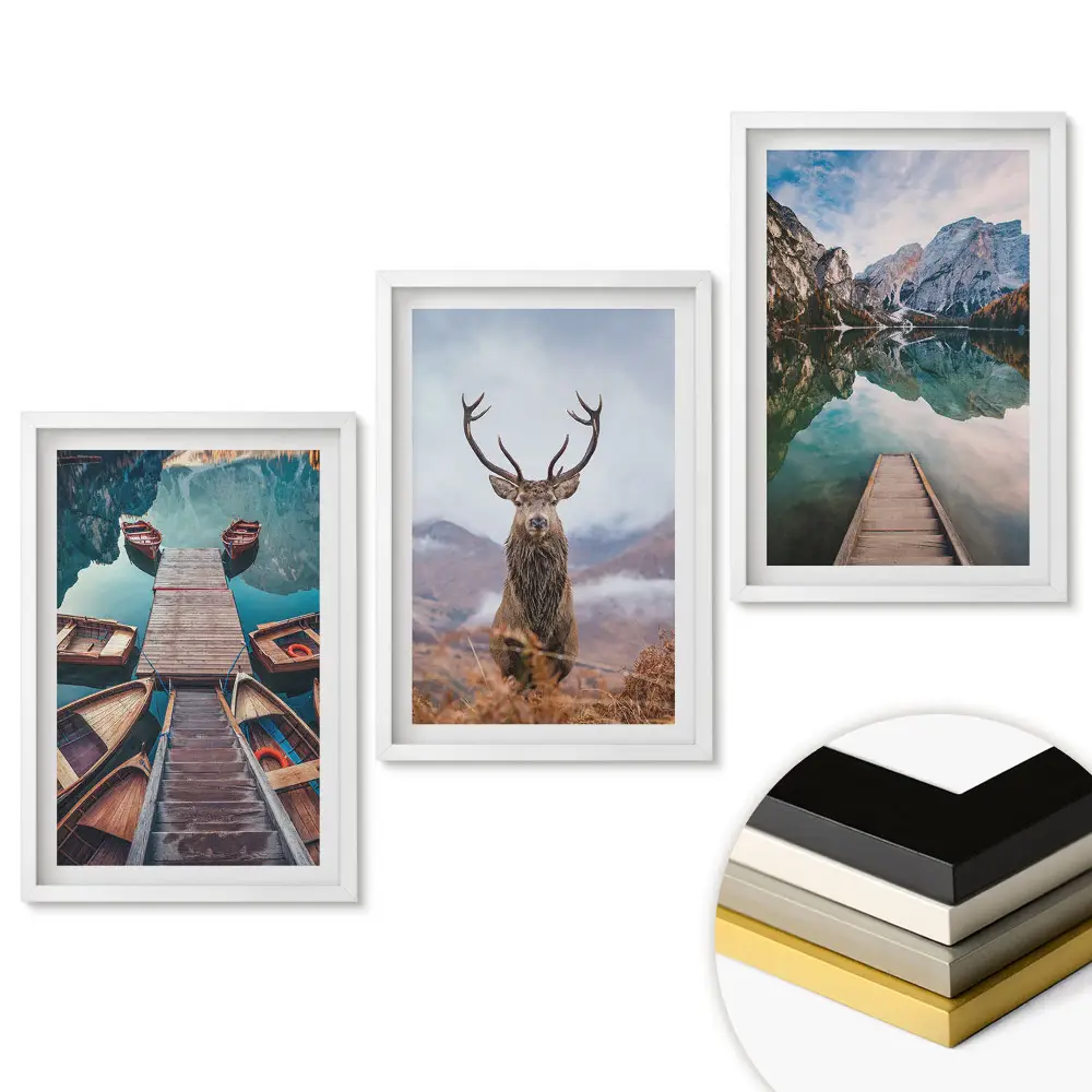 Triptych Příroda ve třech krásných podobách v rámu