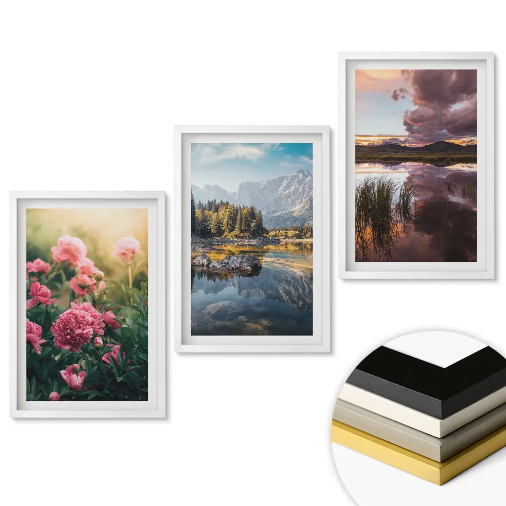 Triptych Přírodní krajiny v rámu