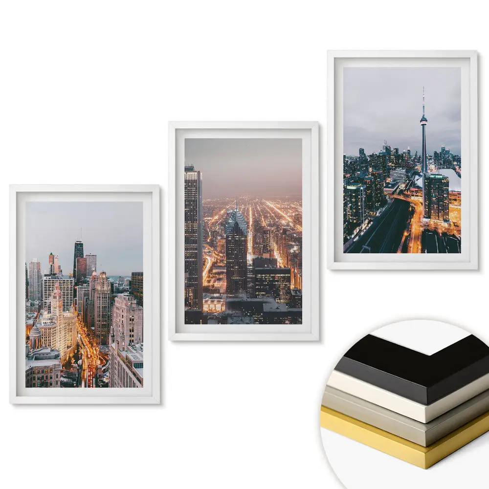 Triptych v rámu Města v záři zapadajícího slunce