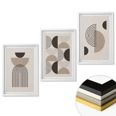 Set obrazů do obýváku Abstraktní tvary v minimalistickém stylu