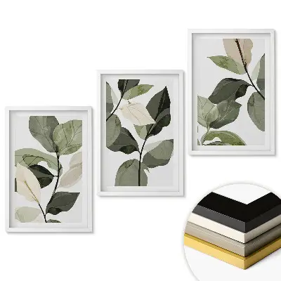 Triptych v rámu Elegance listů v minimalistickém stylu