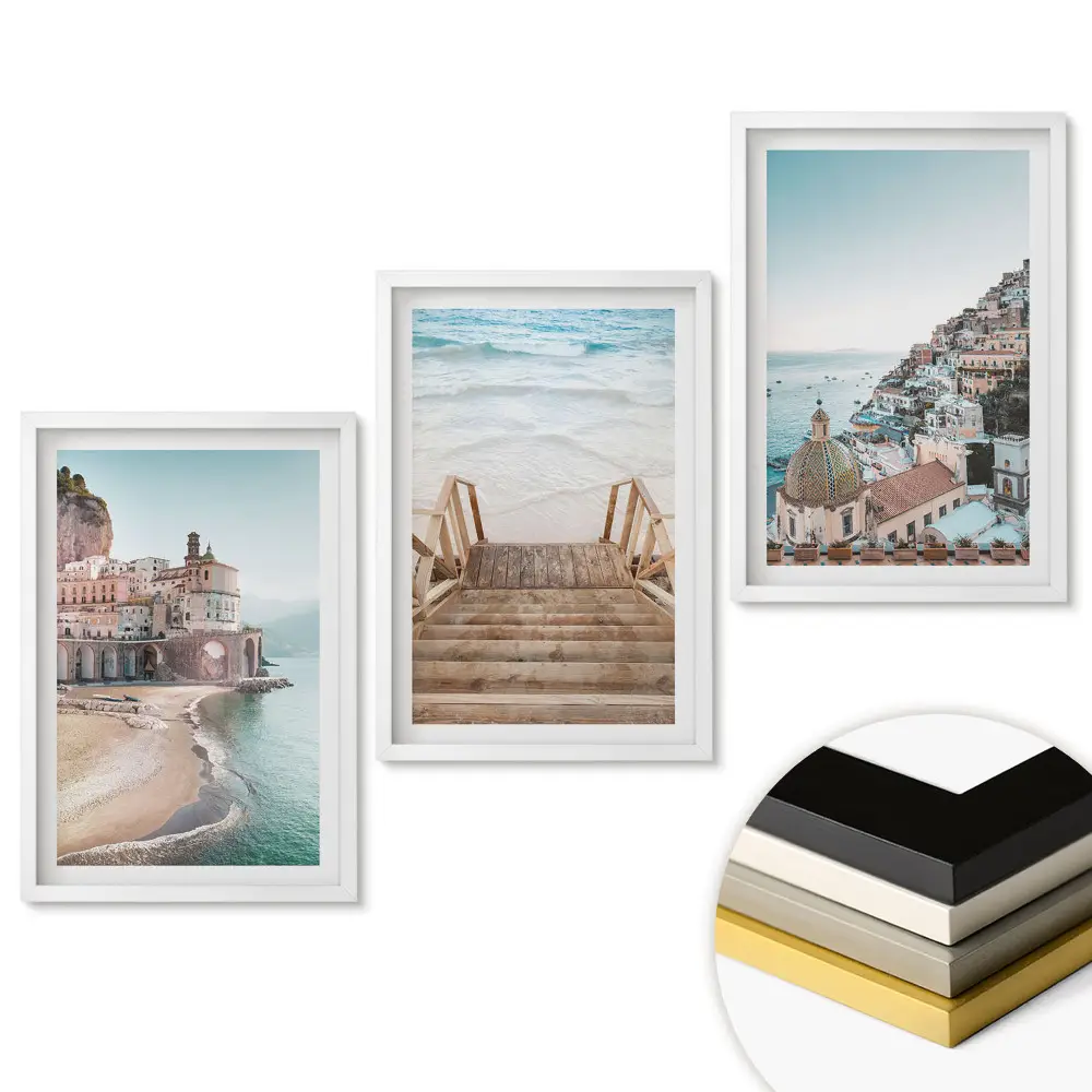 Triptych v rámu Malebné výhledy na přímořská města