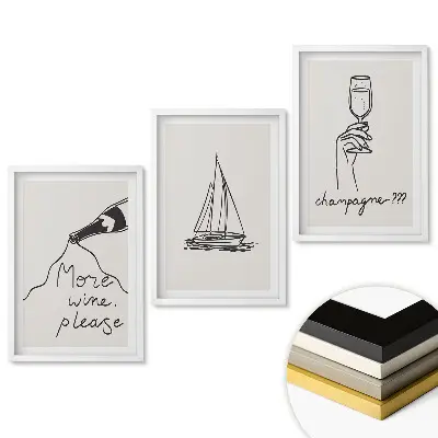 Triptych v rámu Víno, šampaňské a plachetnické sny