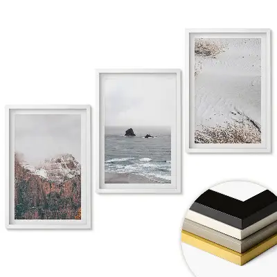 Triptych v rámu Přírodní krajiny v tlumených barvách