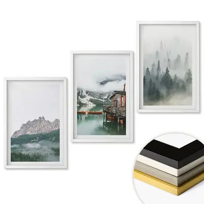 Triptych v rámu Malebná horská krajina a jezera