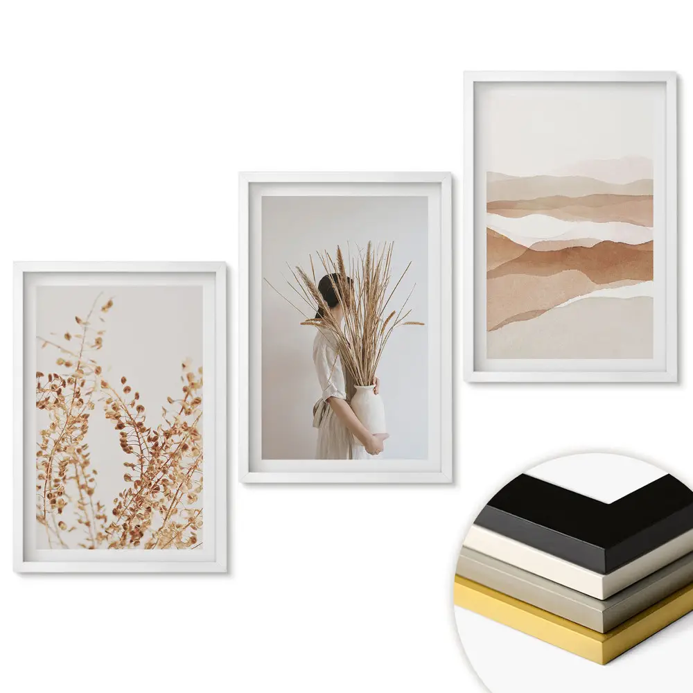 Sada obrazů do obývacího pokoje Přirozená krása v minimalistickém stylu