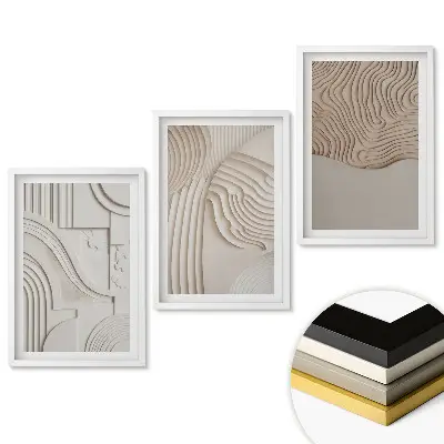 Triptych v rámu Abstraktní formy a textury v reliéfu