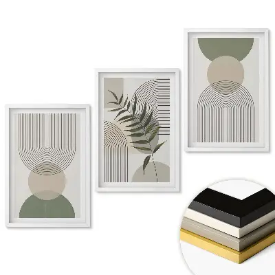 Triptych v rámu Abstraktní kompozice s vegetací