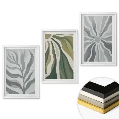 Set obrazů do obýváku Inspirace rostlinami v minimalistickém stylu