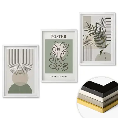 Triptych v rámu Minimalistické vzory v tlumených barvách