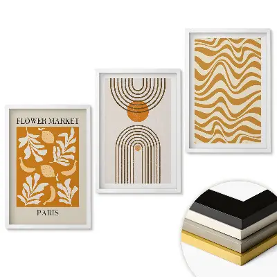 Triptych v rámu Květiny, geometrie a vlny v designu