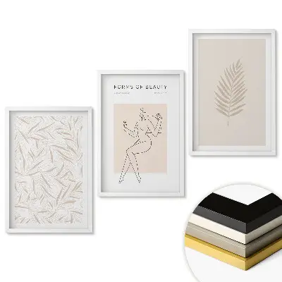Triptych v rámu Elegance a příroda v minimalistickém stylu