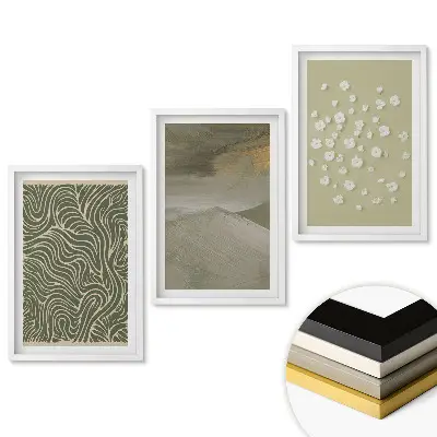 Triptych v rámu Abstraktní vzory v jemných barvách