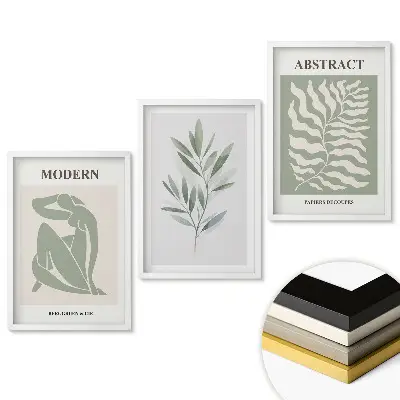 Triptych v rámu Moderní grafika s rostlinnými motivy