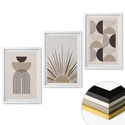 Set obrazů do obýváku Moderní grafika v tlumených barvách