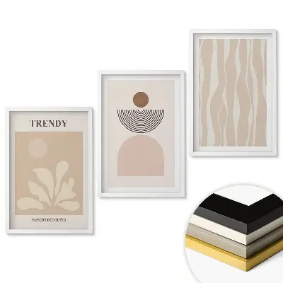 Set obrazů do obývacího pokoje Moderní grafika v tlumených barvách