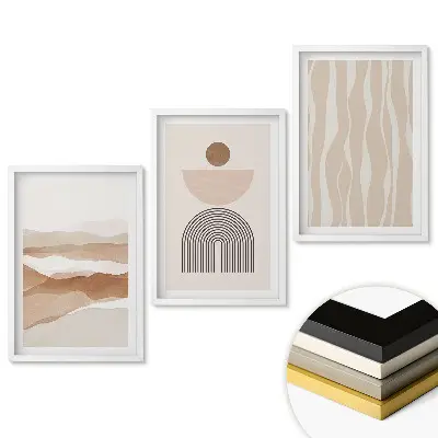 Triptych v rámu Abstraktní kompozice v odstínech béžové