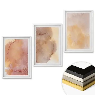 Triptych v rámu Abstraktní akvarely v teplých tónech