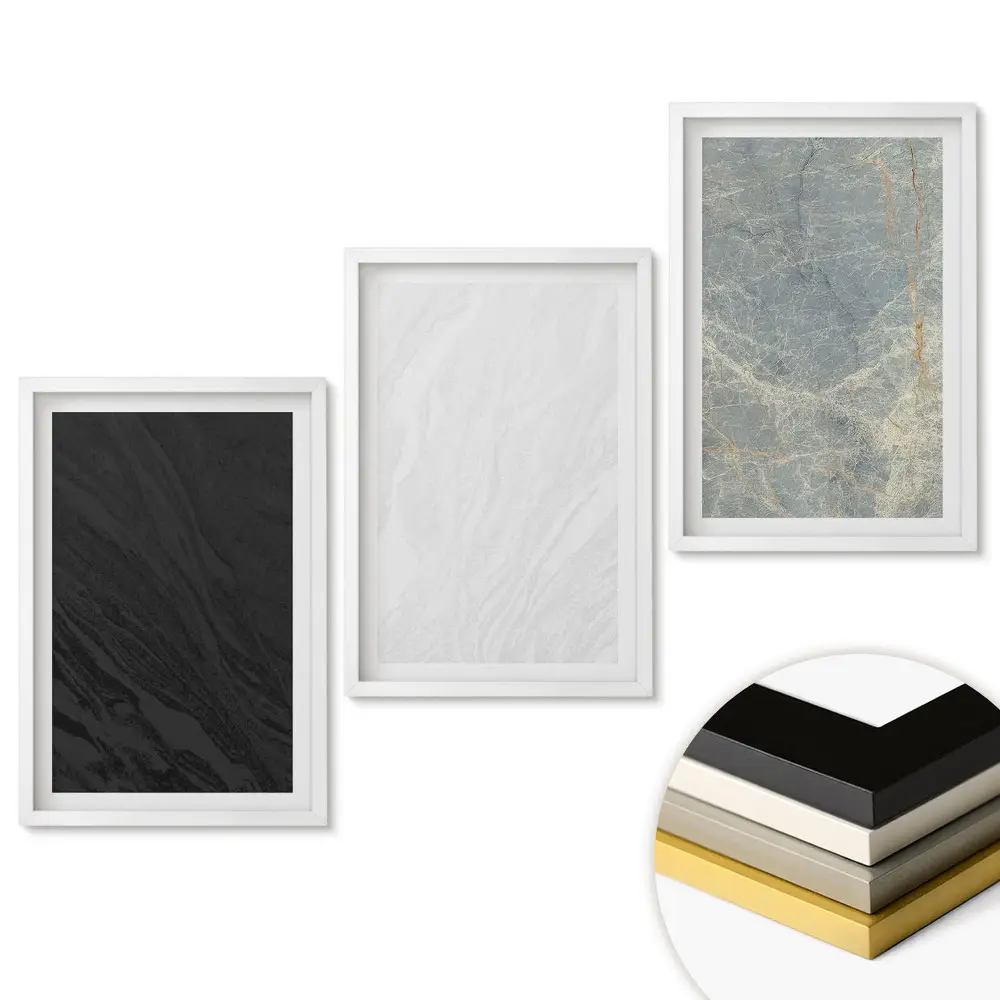 Sada obrazů do obývacího pokoje s moderními texturami v minimalistickém stylu