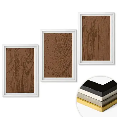 Minimalistické triptychové obrazy v rámu v hnědých odstínech