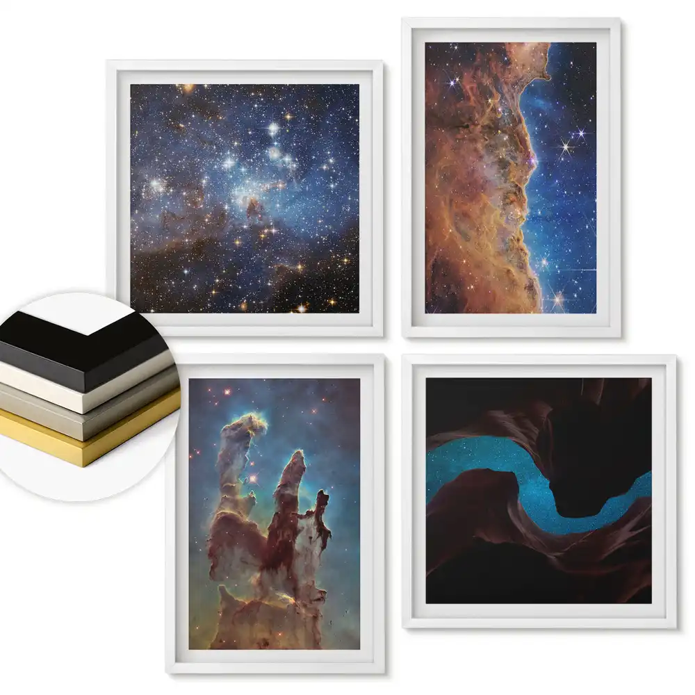 Sada obrazů v rámu Kosmická krása Galaxie a mlhoviny