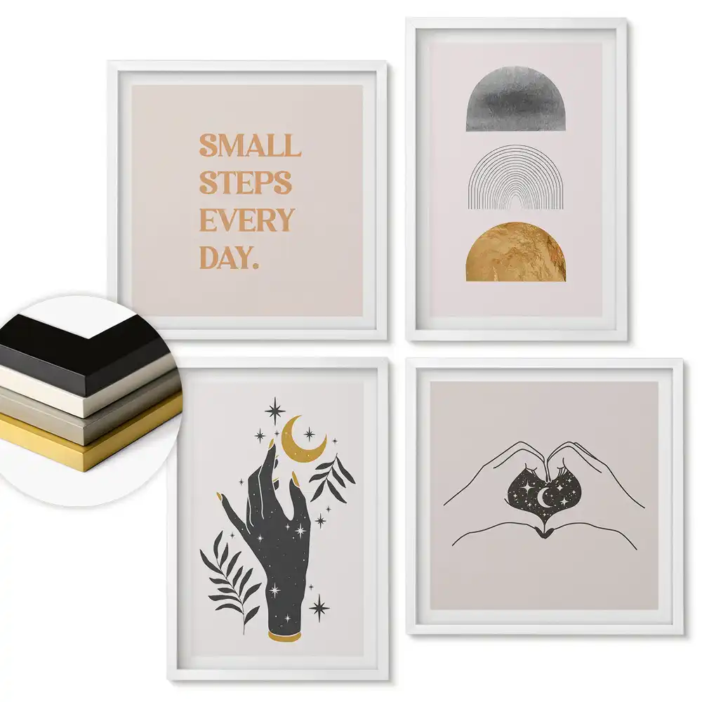 Sada obrazů v rámu Kosmická inspirace v minimalistickém stylu