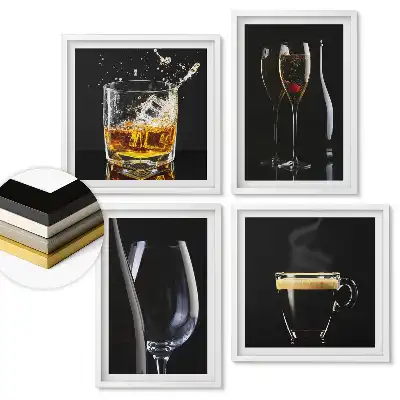 Sada obrazů v rámu Kolekce nápojů v elegantním stylu