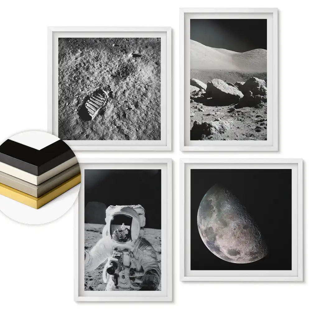 Sada obrazů v rámu Vesmírné cestování: Měsíc a astronauti
