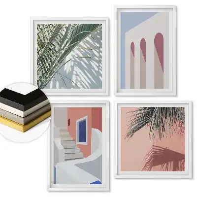 Sada obrazů v rámech Moderní grafika v pastelových barvách