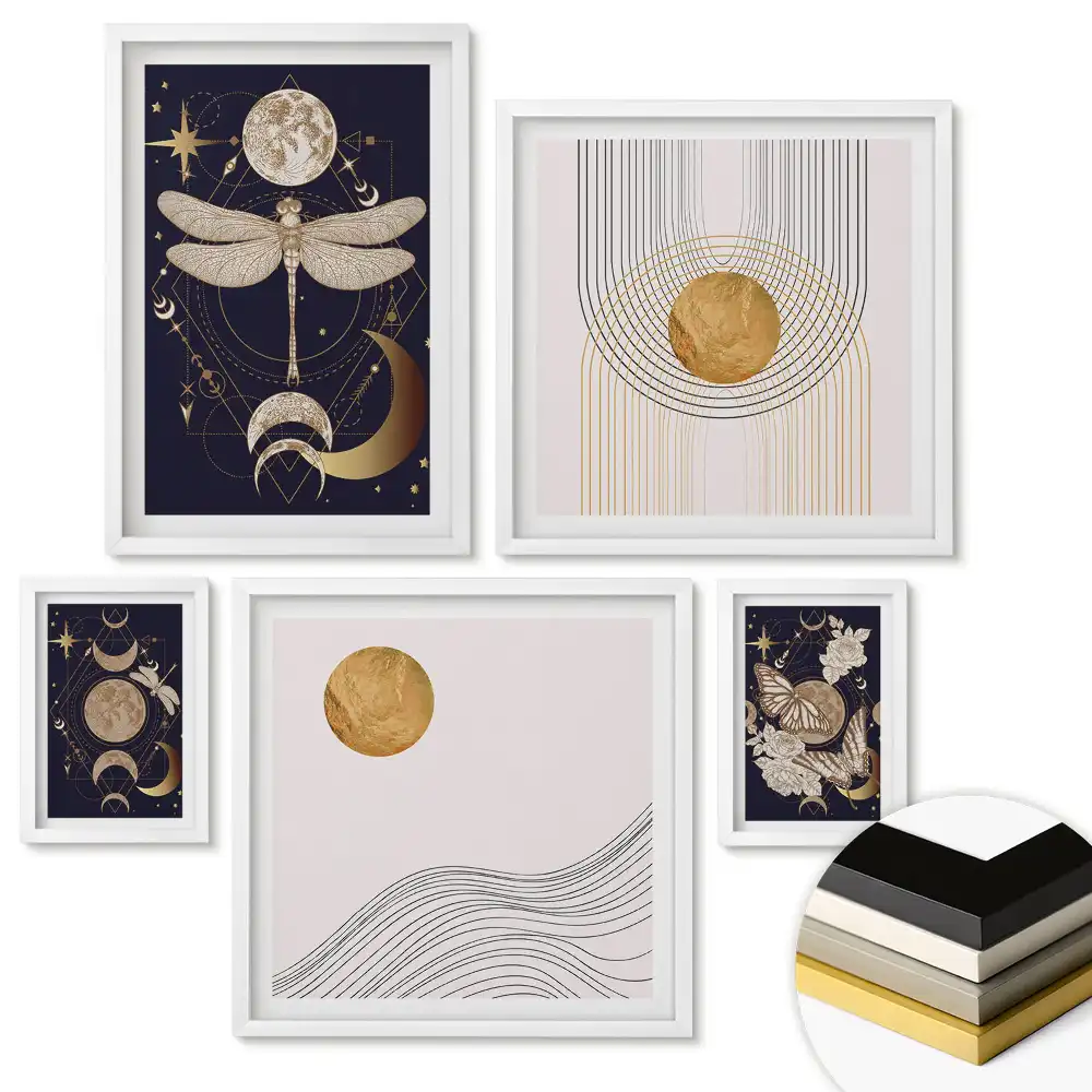 Nástěnná galerie s vesmírnými motivy v elegantním stylu