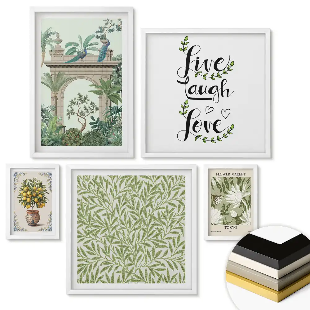 Nástěnná galerie Inspirace pro interiérový design v botanickém stylu