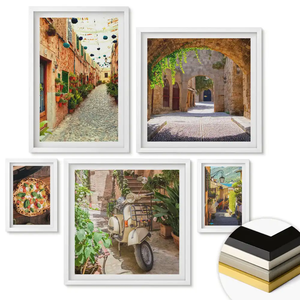Nástěnná galerie s motivem americké vlajky v různých verzích