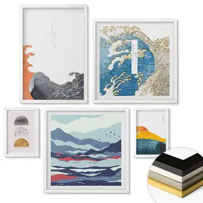 Nástěnná galerie Zlaté květiny v moderním stylu