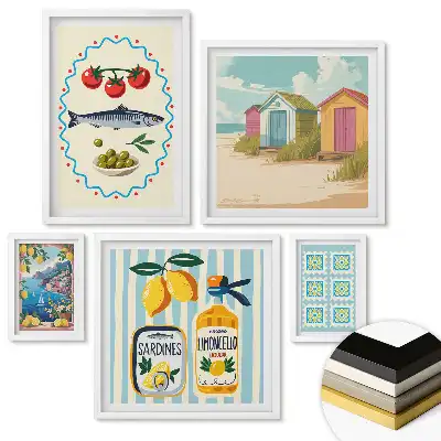 Sada 5 obrazů v rámu Květinové trhy v evropských městech