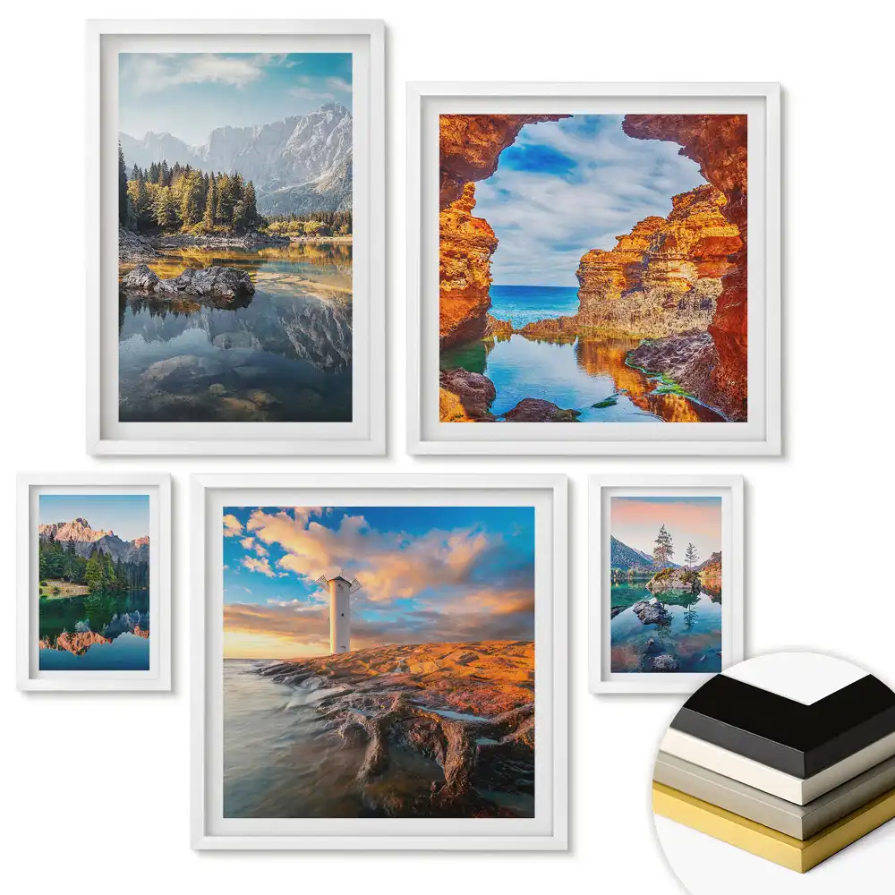 Nástěnná galerie Kouzelná města v černobílém provedení