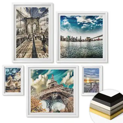 Sada 5 minimalistických obrazů v rámu