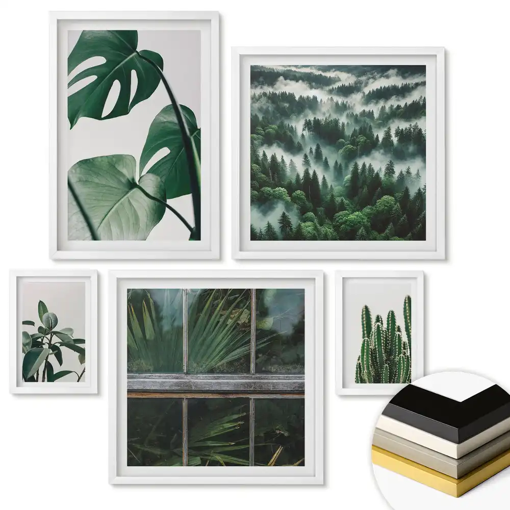 Nástěnná galerie Zelená harmonie v minimalistickém stylu