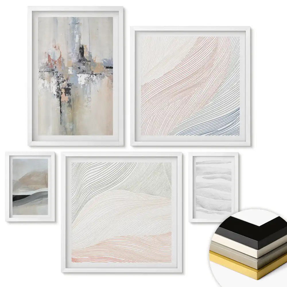 Nástěnná galerie Abstraktní krajiny v tlumených barvách