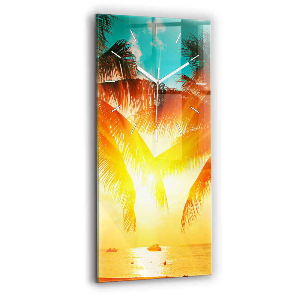 Skleněné hodiny na zed vertikální Dovolená Odpočinek Léto